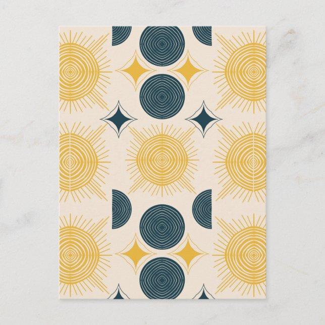 Boho Celestial Sol Måne Mönster Vykort (Framsida)
