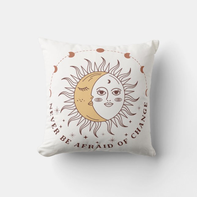 Boho Celestial Sol och Måne Kudde (Framsida)