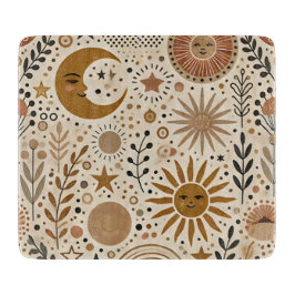 Boho Celestial Sol och Måne Mönster