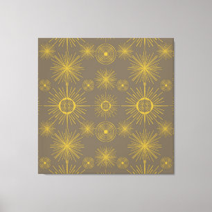 Boho Celestial Sol Stars Grått Mönster Canvastryck