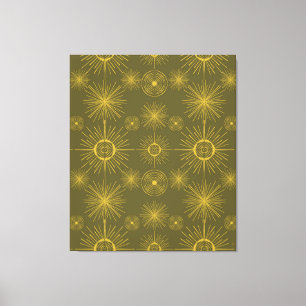 Boho Celestial Sol Stars Grönt Mönster Canvastryck