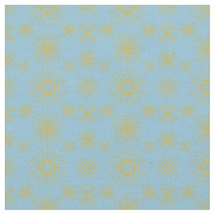 Boho Celestial Sol Stars Himlar Blue  Tyg