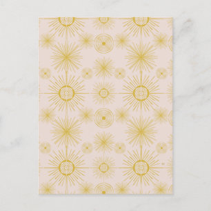 Boho Celestial Sol Stars Ivory Mönster Vykort