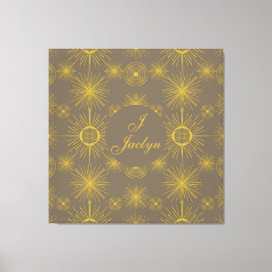 Boho Celestial Sol Stars Personlig Grått Canvastryck