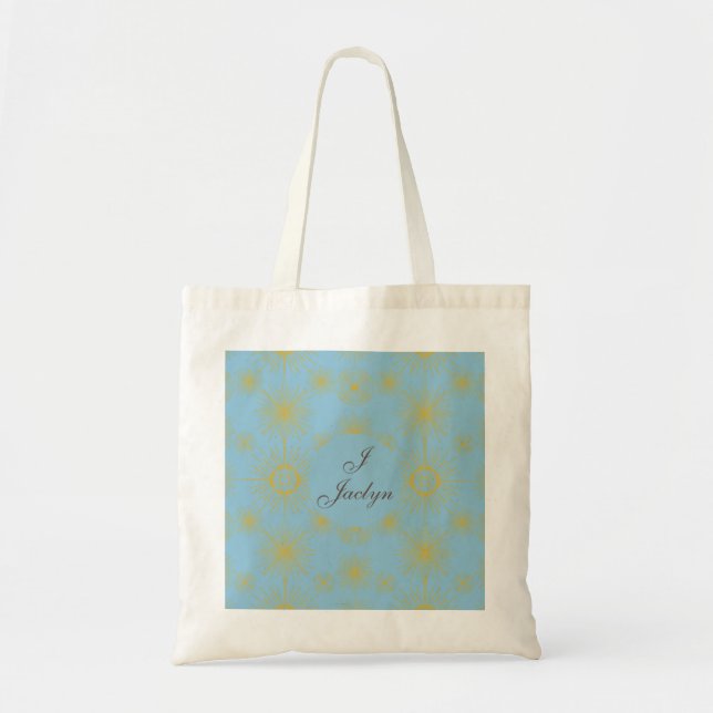 Boho Celestial Sol Stars Personlig Himlar Blue Tygkasse (Framsidan)