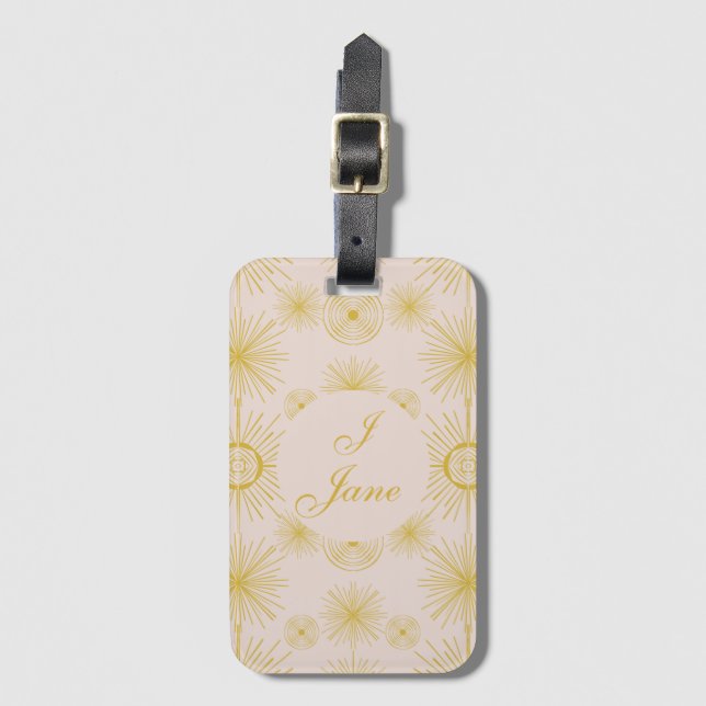 Boho Celestial Sol Stars Personlig Ivory Bagagebricka (Framsida vertikal)