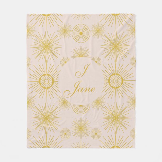 Boho Celestial Sol Stars Personlig Ivory Fleecefilt (Framsidan)