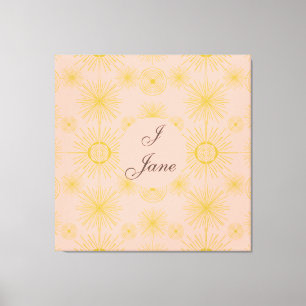 Boho Celestial Sol Stars Personlig Rosa Canvastryck