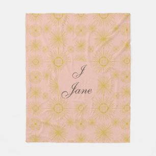 Boho Celestial Sol Stars Personlig Rosa Fleecefilt