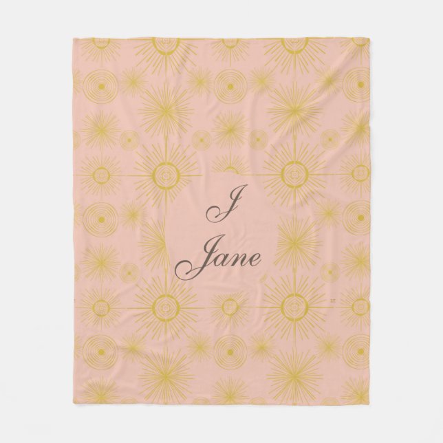 Boho Celestial Sol Stars Personlig Rosa Fleecefilt (Framsidan)