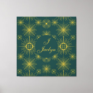 Boho Celestial Sol Stars Personlig Teal Canvastryck