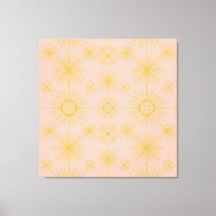 Boho Celestial Sol Stars Rosa Mönster Canvastryck