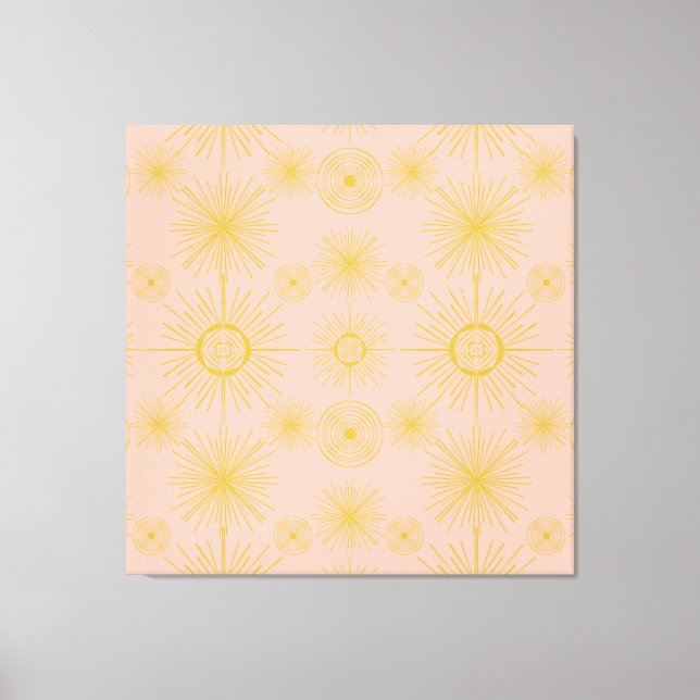 Boho Celestial Sol Stars Rosa Mönster Canvastryck (Framsida)