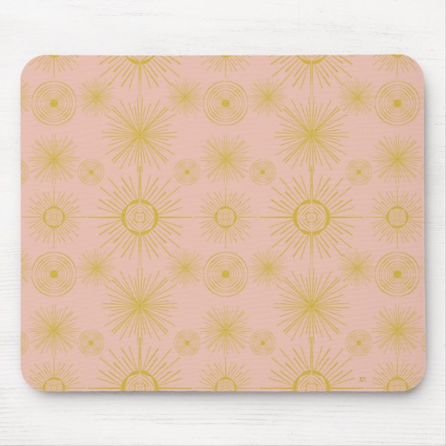 Boho Celestial Sol Stars Rosa Mönster Musmatta (Framsidan)