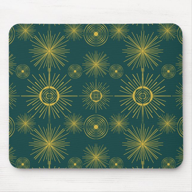 Boho Celestial Sol Stars Teal Grönt Musmatta (Framsidan)
