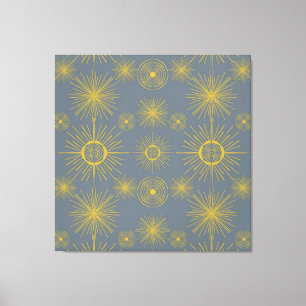 Boho Celestial Sol Stars Vintage Mönster Canvastryck