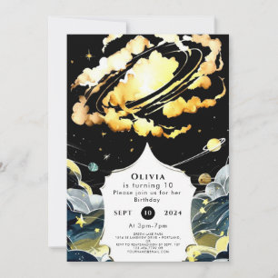 Boho Celestial Space Birthday Inbjudningar