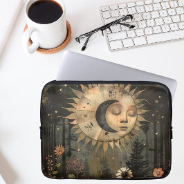 Boho Celestial Sun Moon Wildflower Garden Laptop Fodral