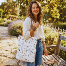 Boho Celestial Tote Bag | Neutral Måne och Stjärno