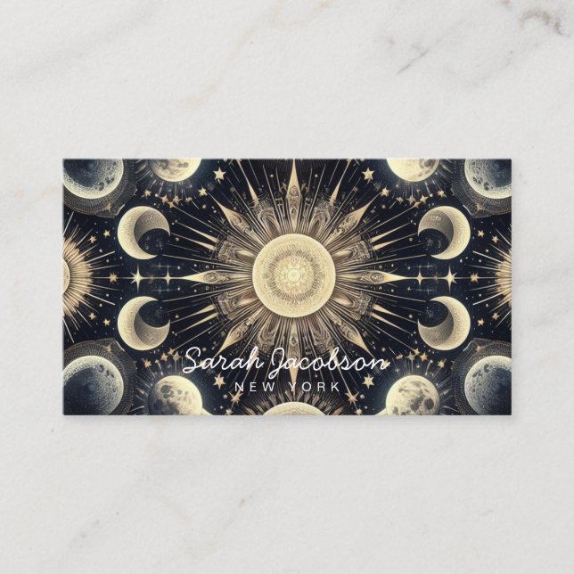 Boho Celestial Visitenkort – Kosmisk Natt Himmel Visitkort (Framsida)