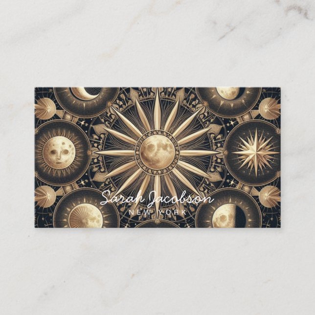 Boho Celestial Visitenkort – Kosmisk Natt Himmel Visitkort (Framsida)