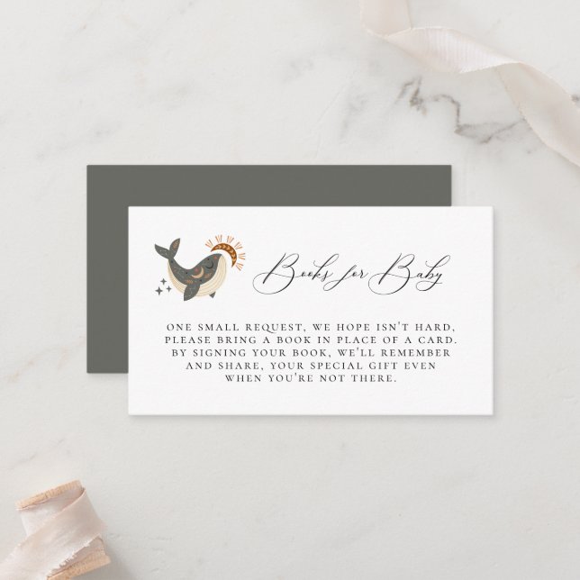 Boho Celestial Whale Bok-visitkort Placeringskort (Fram/Back In Situ)