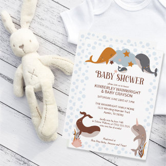 Boho Celestial Whales Star Baby Shower-inbjudan Inbjudningar