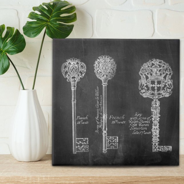 boho Chalkboard Victorian steampunk skeleton nyckl Kakelplatta (boho Chalkboard Victorian steampunk skeleton keys Tile)