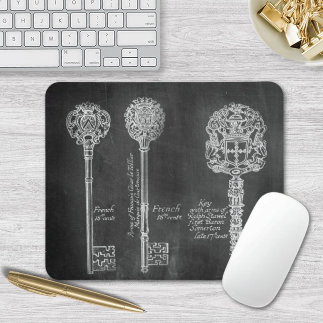 boho Chalkboard Victorian steampunk skeleton nyckl Musmatta (boho Chalkboard Victorian steampunk skeleton keys Mouse Pad)