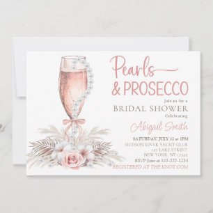 Boho Champagne Glass Pearls&Prosecco-Möhippa Inbjudningar