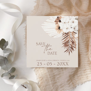 Boho Champagne White Pampas Grass Bröllop Spara Datumet