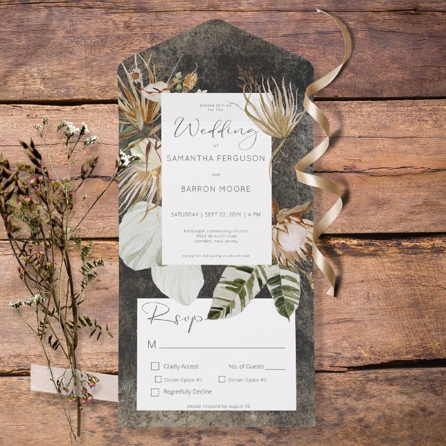 Boho Charcol Black Blommigt Grass Dinner (Skapare uppladdad)