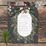 Boho Charcol Gräs Winter Gnistra 2 Middag OSA Kort<br><div class="desc">Den här designen har en rustik grönt gräs och pineconbukett på en kolbakgrund med vita blommor. Den accentueras med en vit gnistra övertäckning för att illustrera magin i de vackra vinterhelgdagarna. Perfekt till jul- eller vinterbröllop. Detta kort är en del av Boho Grönt Gräs Winter Gnistra Bröllop Suite som skapats...</div>