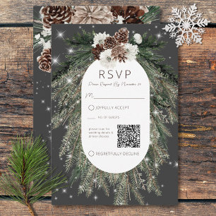 Boho Charcol Gräs Winter Gnistra QR-kod OSA Kort