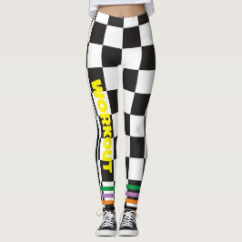 Boho Checkated Black and white L Workout Leggings