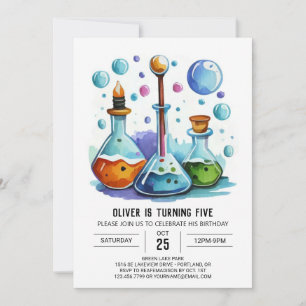 Boho Chemistry Lab Experiment Scientist Birthday Inbjudningar