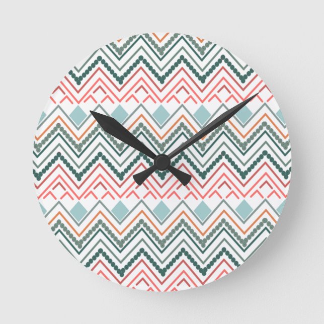 Boho Chevron Rund Klocka (Framsida)