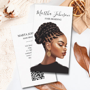 Boho Chic Afro American Braids Braiding QR Code Visitkort
