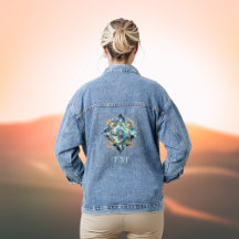 Boho Chic Aqua Teal och Blue Mandala med Initialer
