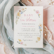 Boho chic Baby in bloom baby Shower-inbjudan