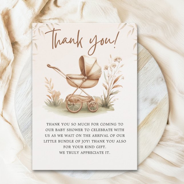 Boho Chic Baby Stroller Neutral Baby Shower Tack Kort (Skapare uppladdad)