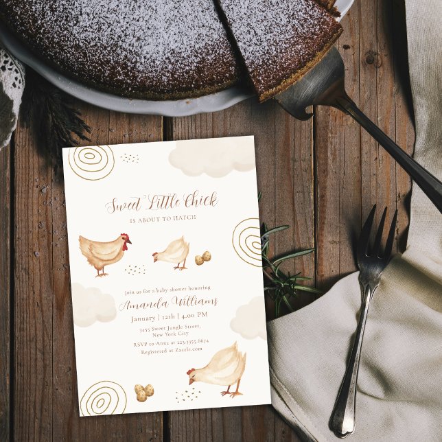 Boho Chic Babyflicka Kläcks Snart Barnkalas Inbjudningar (Preppy Boho Little Chick Hatching Soon Baby Shower Invitation)