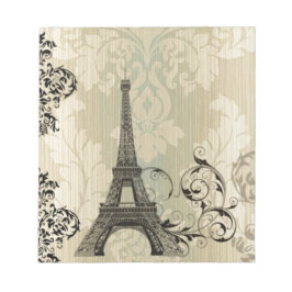 Boho Chic beige Damask Paris Eiffel Torn Anteckningsblock
