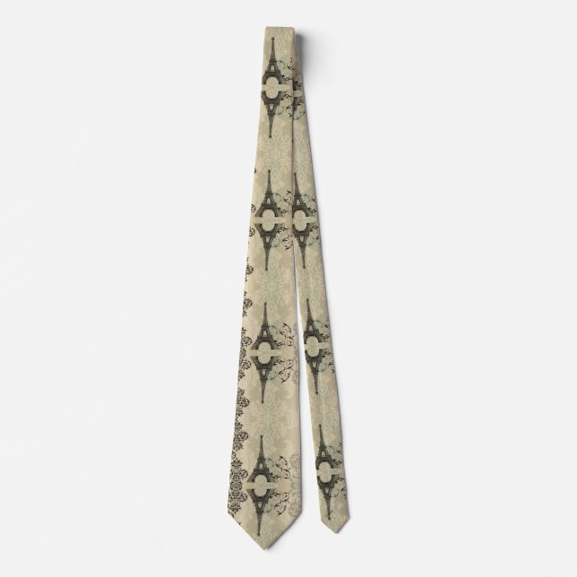 Boho Chic beige Damask Paris Eiffel Torn Slips (Framsida)