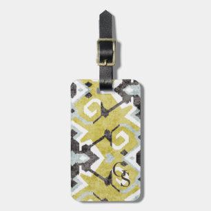 Boho chic black and gult ikat tribal mönster bagagebricka