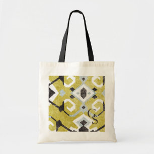 Boho chic black and gult ikat tribal mönster tygkasse
