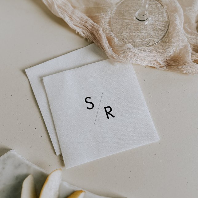 Boho Chic Black and White Monogrammed Napkins Pappersservett (Skapare uppladdad)