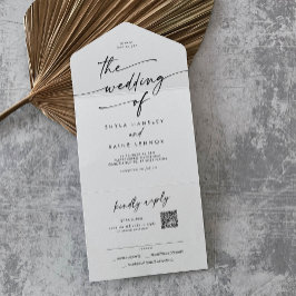Boho Chic Black and White QR Code Mail i Bröllop