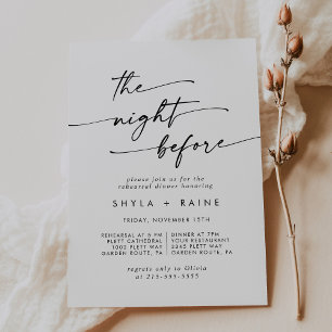 Boho Chic Black and White Rehearsal Dinner Inbjuda Inbjudningar
