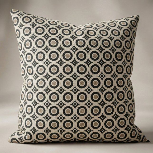 Boho Chic Black & Beige Geometric Mönster Tyg (Skapare uppladdad)